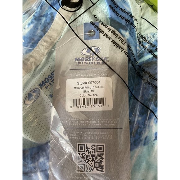 Mossy Oak Shirt Mens LS Fishing XL Vented Tech Tee Upf 40+ Wicking Nautical Nwt - Picture 4 of 11